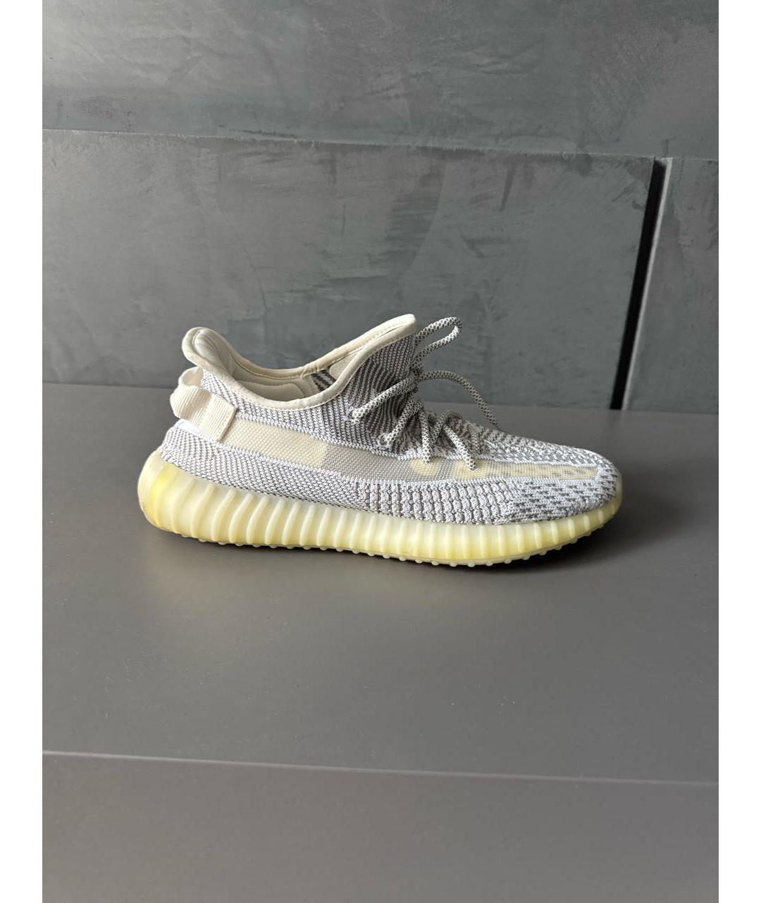 YEEZY Белые текстильные низкие кроссовки / кеды, фото 5