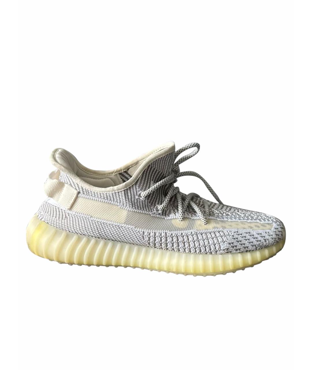 YEEZY Белые текстильные низкие кроссовки / кеды, фото 1