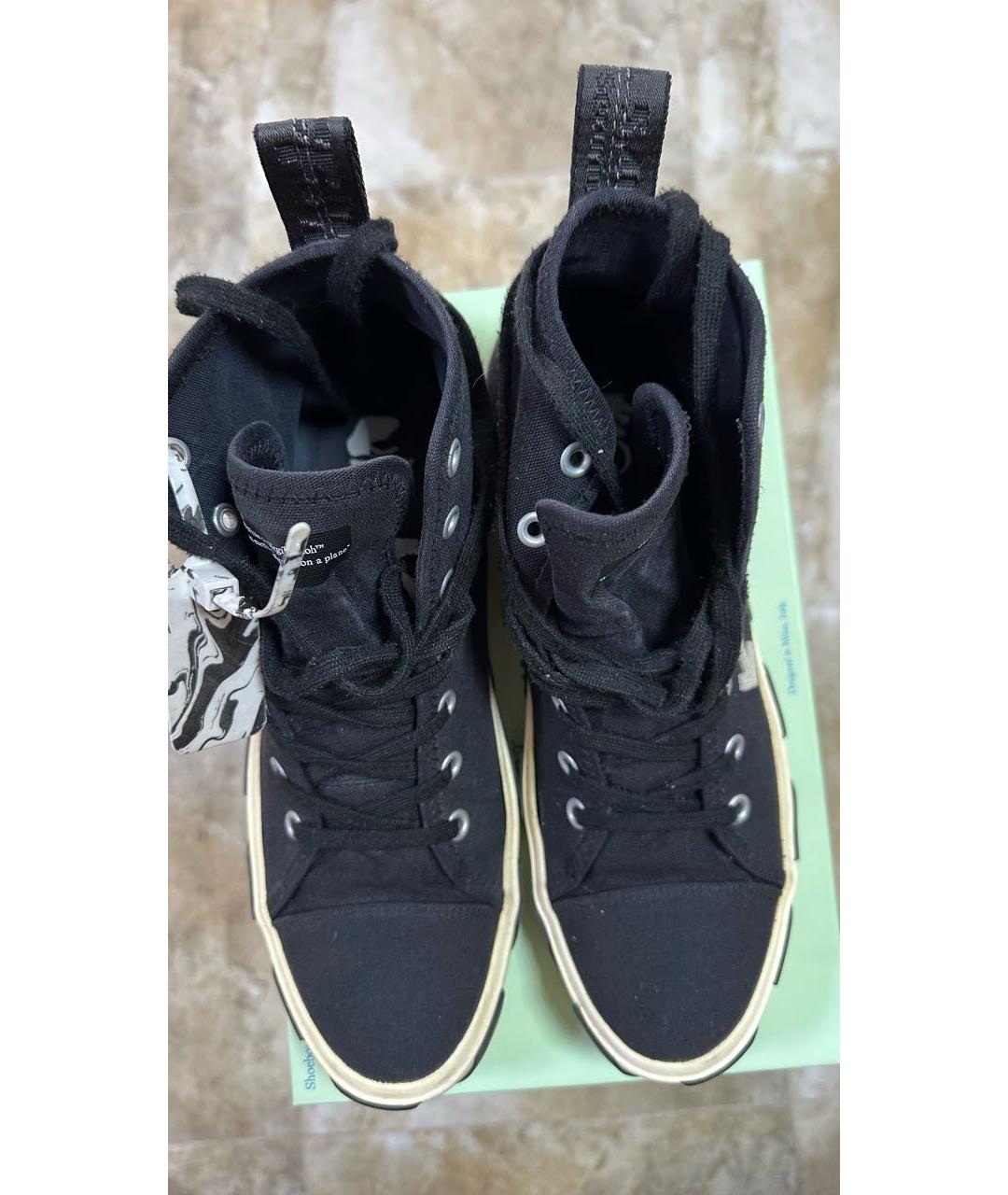 OFF-WHITE Черные текстильные высокие кроссовки / кеды, фото 2