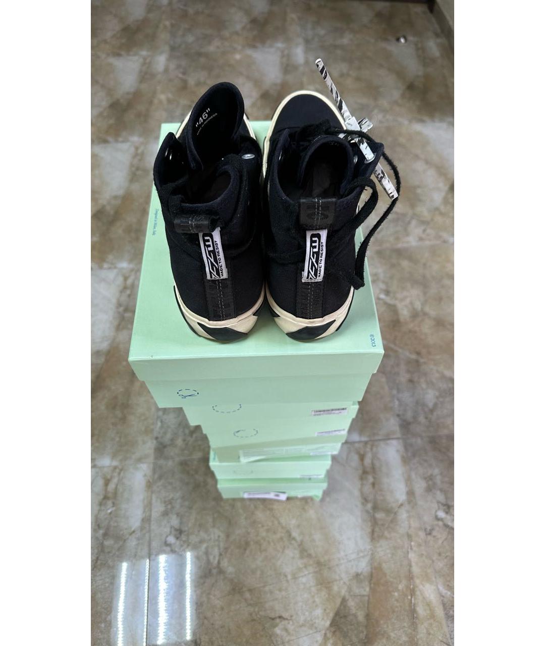 OFF-WHITE Черные текстильные высокие кроссовки / кеды, фото 3