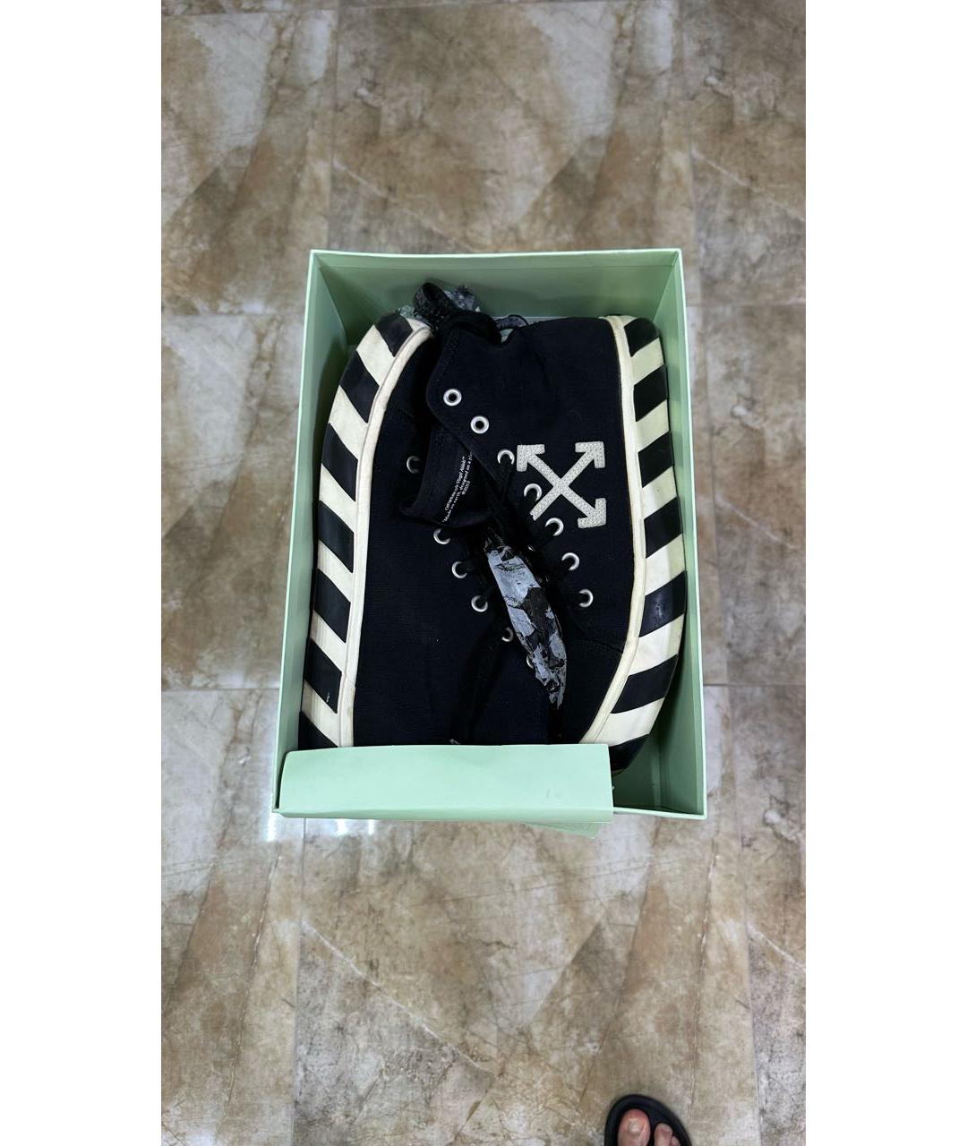 OFF-WHITE Черные текстильные высокие кроссовки / кеды, фото 6