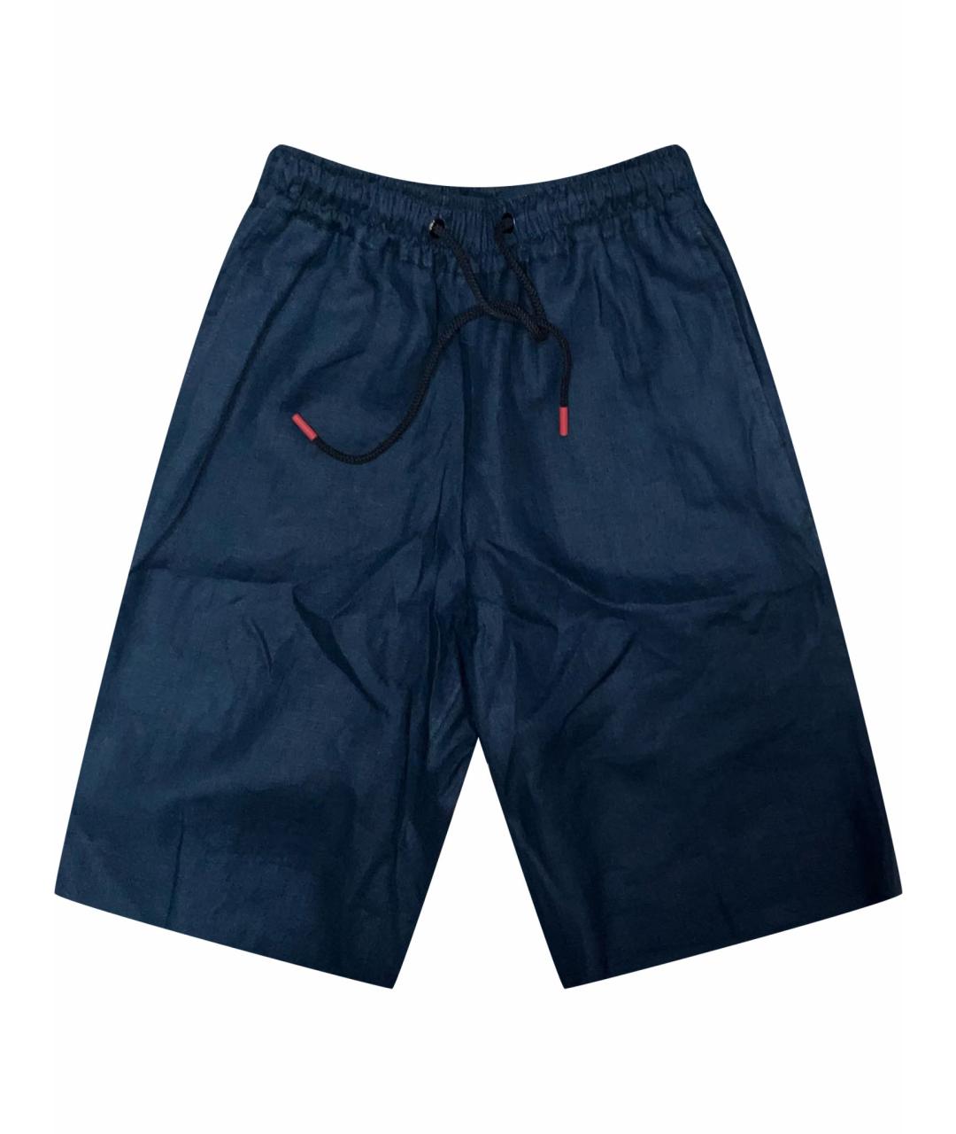 KITON Синие льняные шорты, фото 1