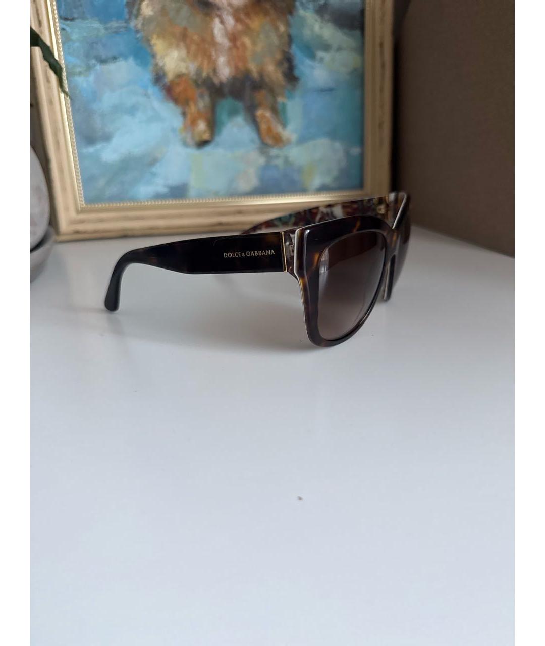 DOLCE&GABBANA Коричневые пластиковые солнцезащитные очки, фото 2