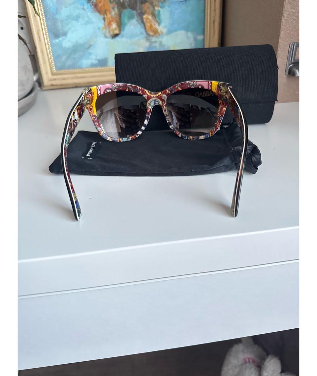 DOLCE&GABBANA Коричневые пластиковые солнцезащитные очки, фото 5