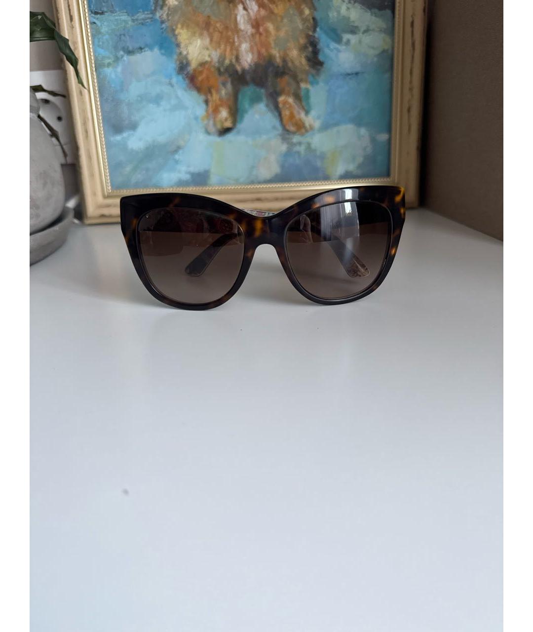 DOLCE&GABBANA Коричневые пластиковые солнцезащитные очки, фото 6