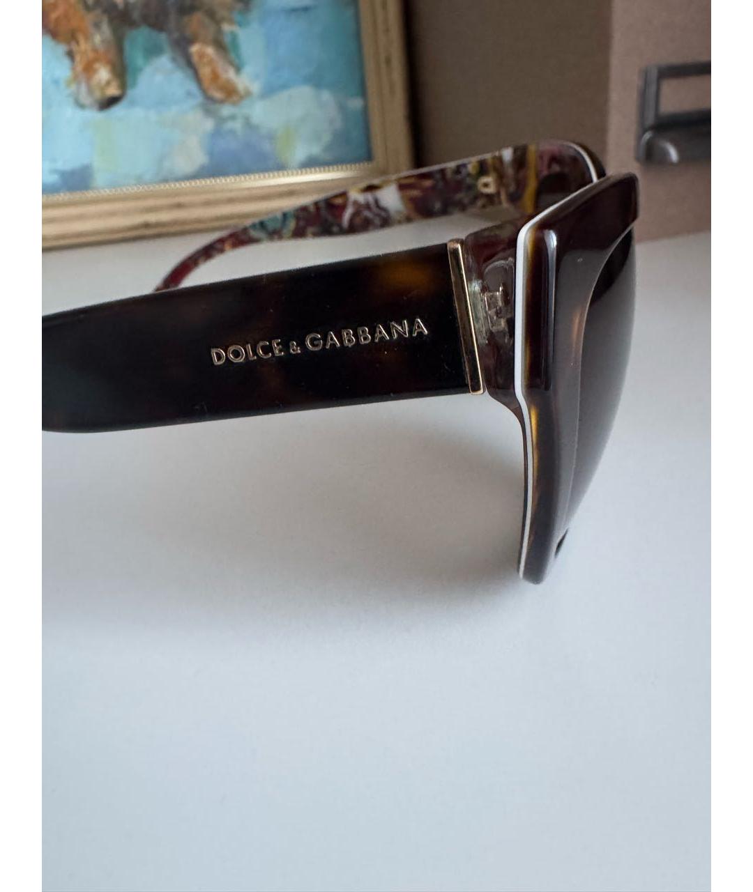 DOLCE&GABBANA Коричневые пластиковые солнцезащитные очки, фото 3