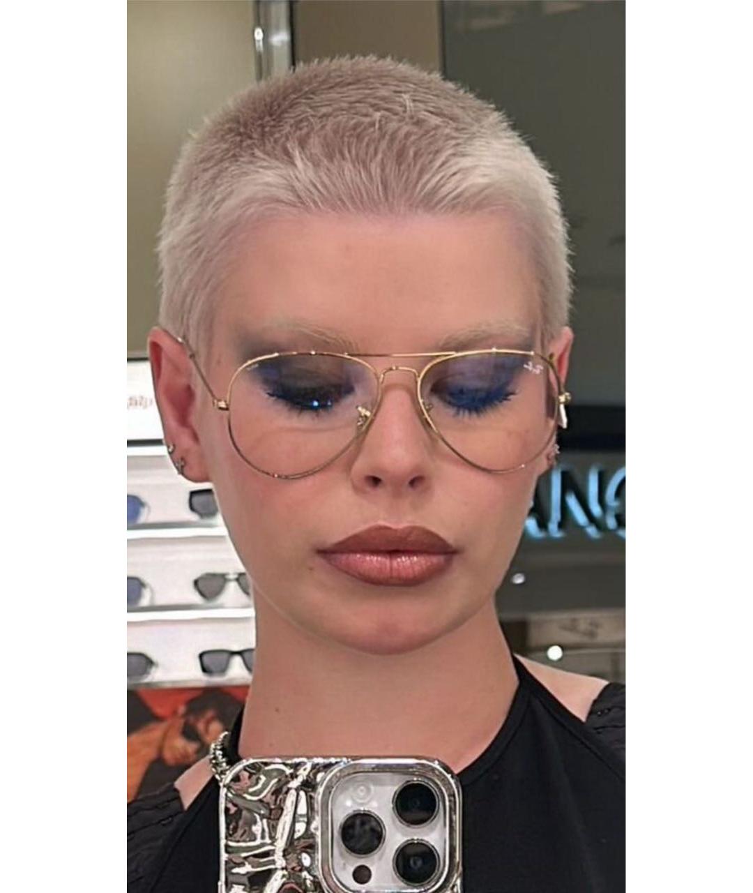 RAY BAN Золотые металлические солнцезащитные очки, фото 6
