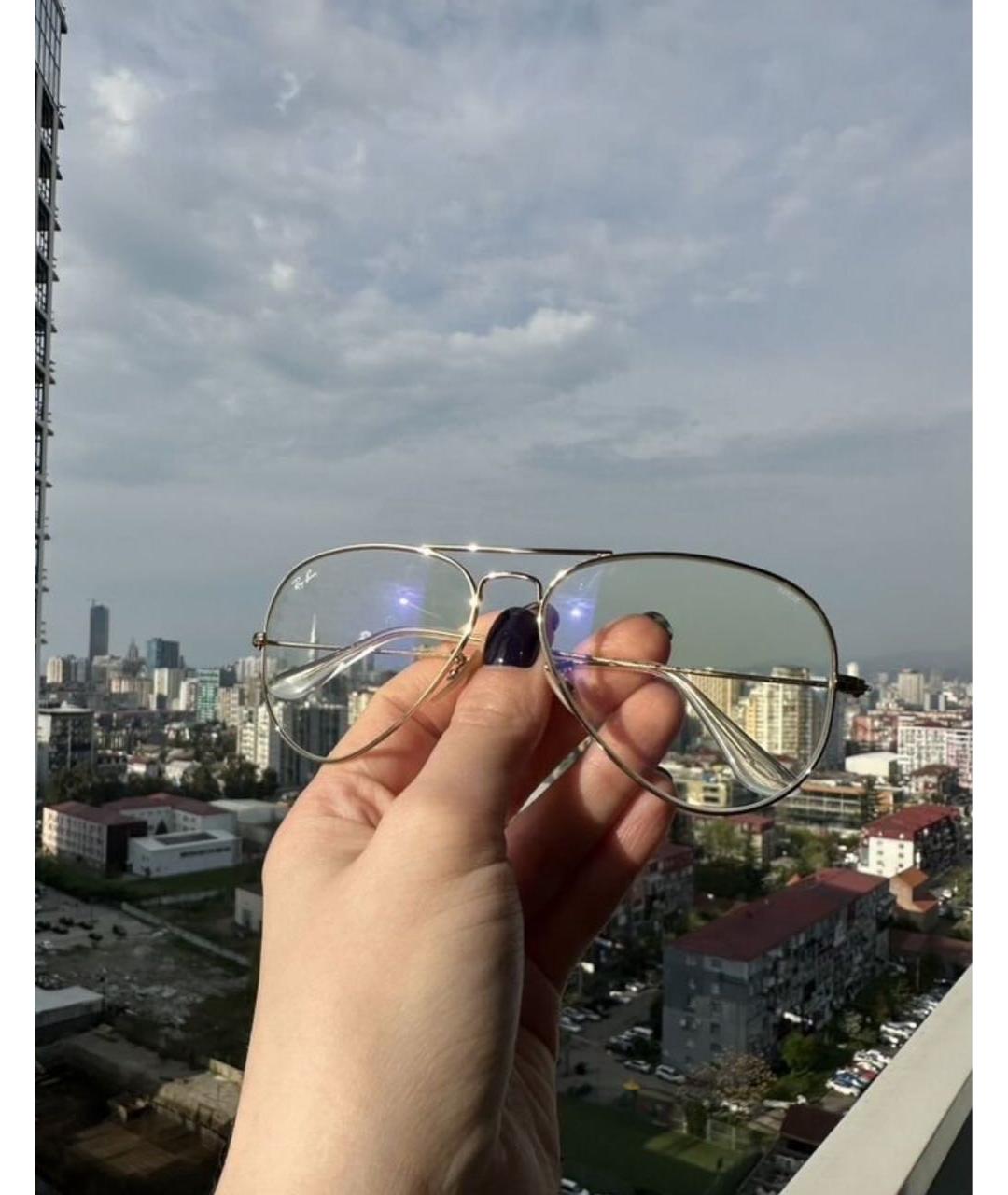 RAY BAN Золотые металлические солнцезащитные очки, фото 2