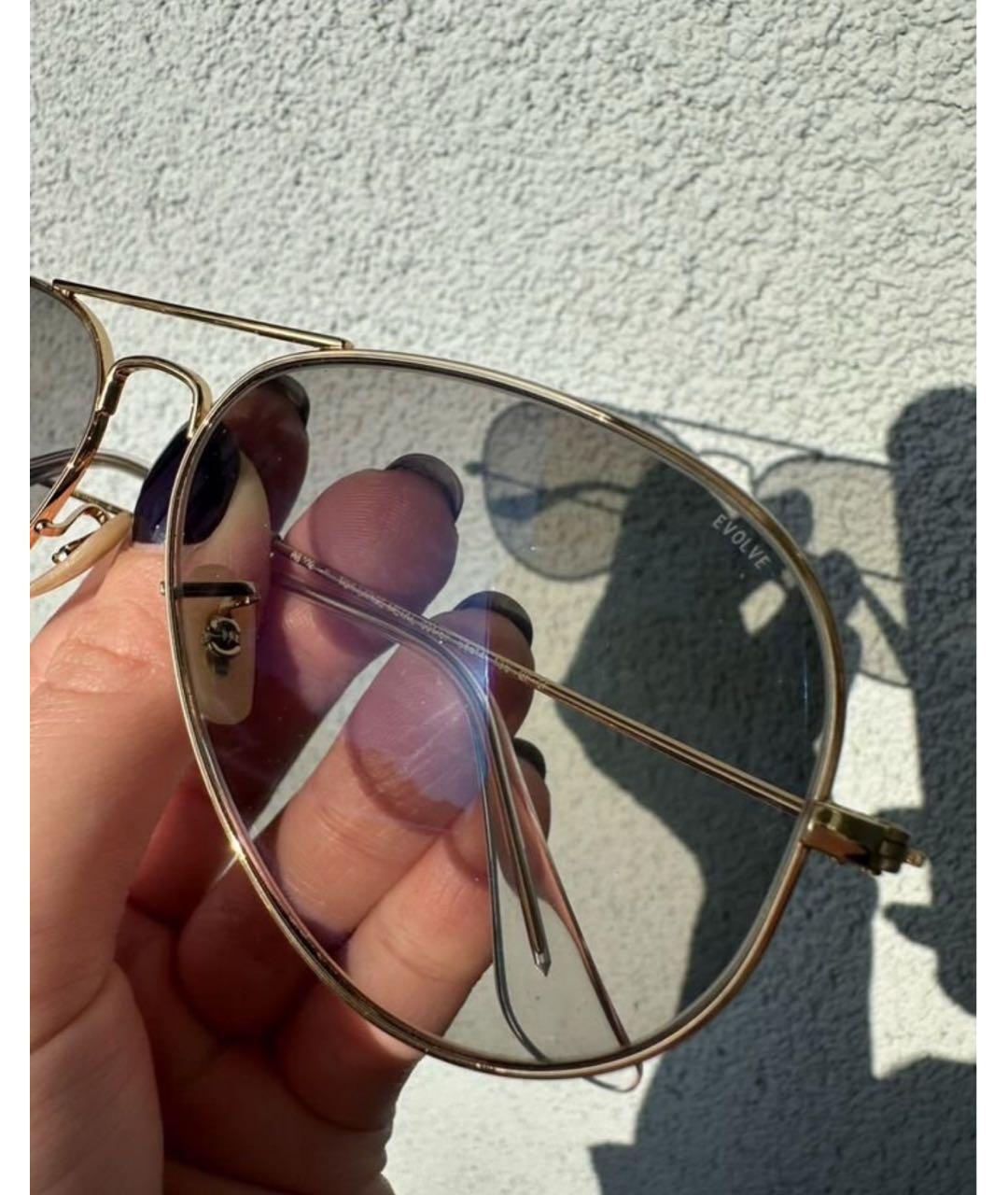 RAY BAN Золотые металлические солнцезащитные очки, фото 3