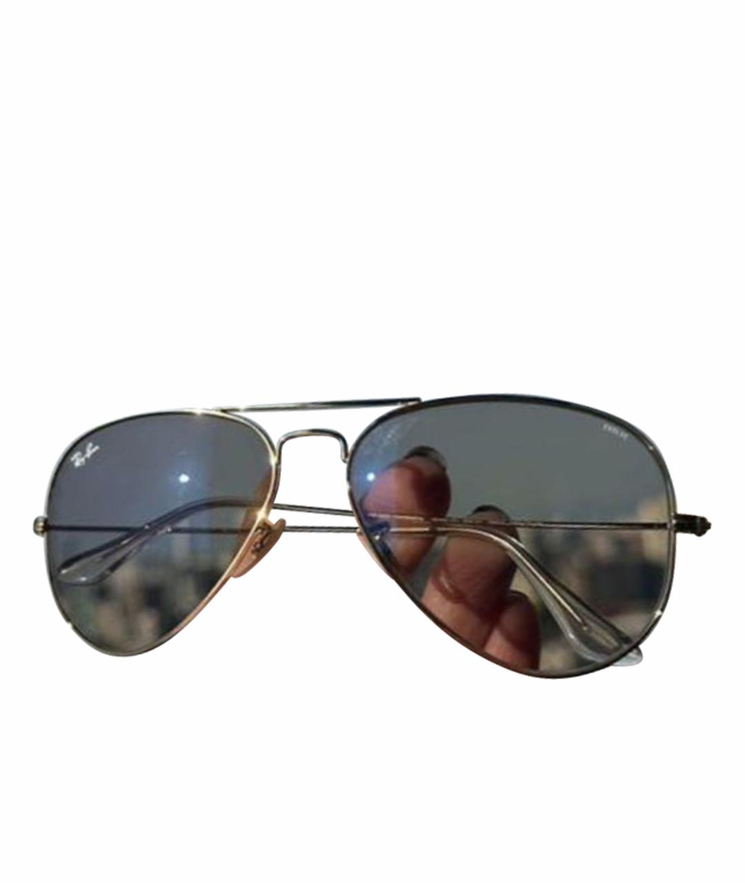RAY BAN Золотые металлические солнцезащитные очки, фото 1