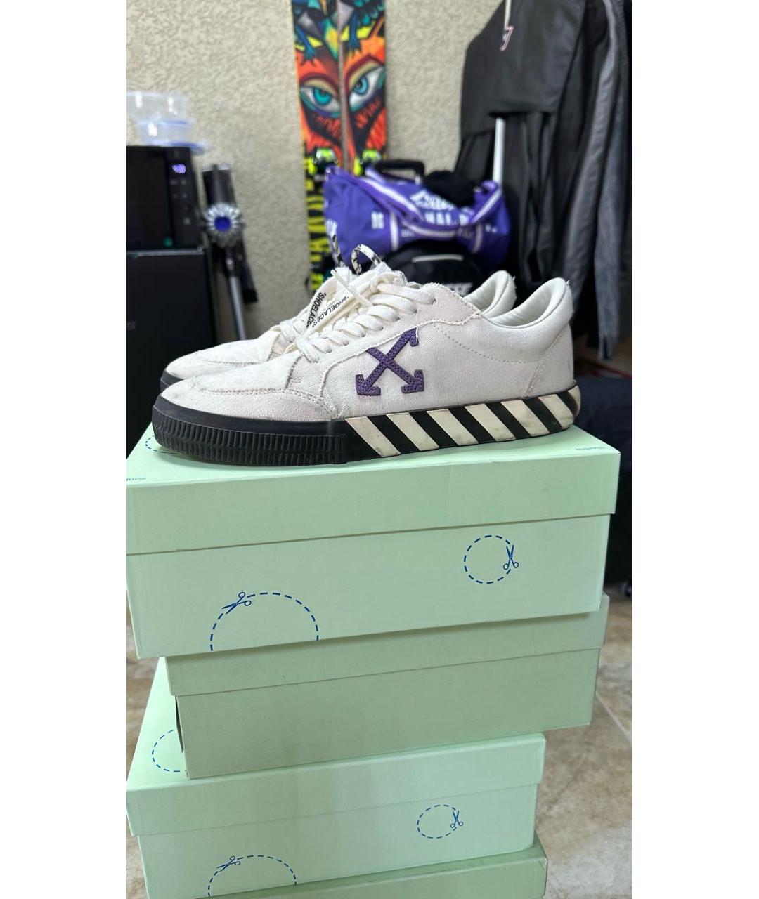 OFF-WHITE Белые текстильные низкие кроссовки / кеды, фото 5