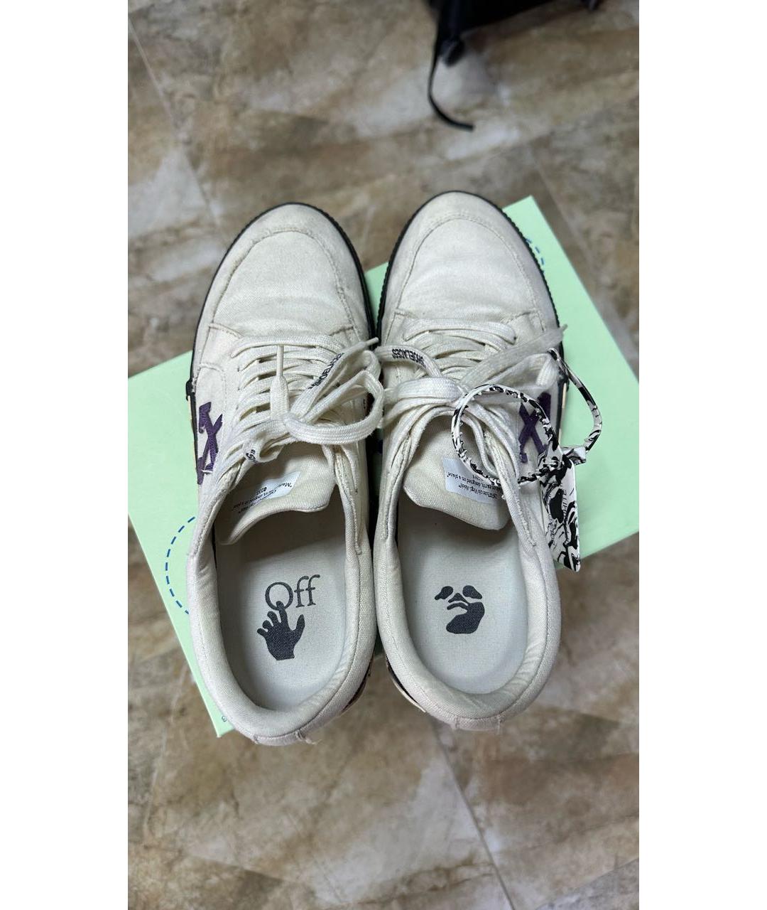 OFF-WHITE Белые текстильные низкие кроссовки / кеды, фото 3