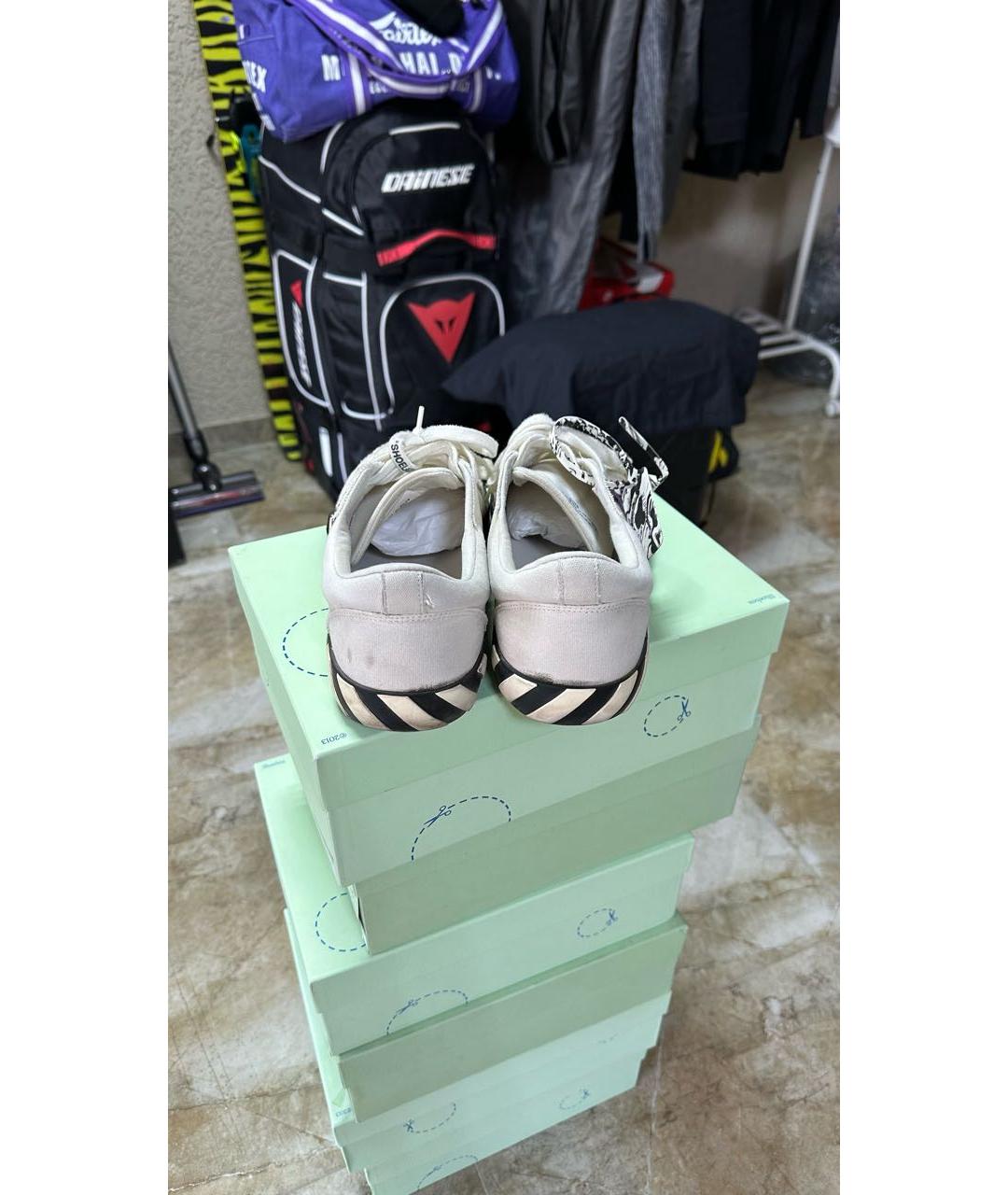 OFF-WHITE Белые текстильные низкие кроссовки / кеды, фото 4