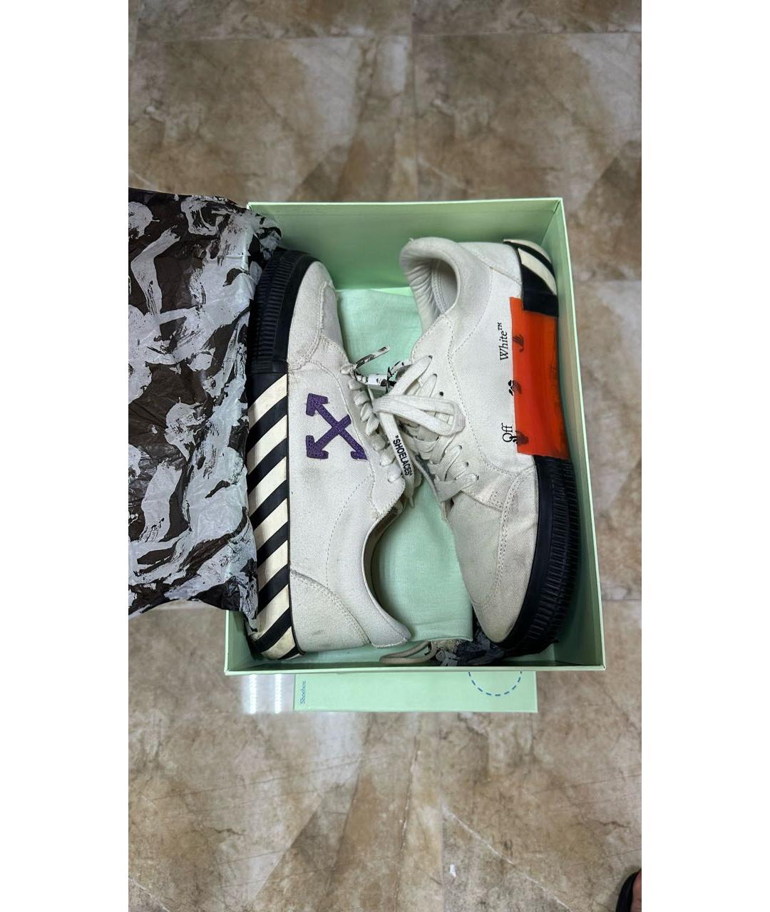 OFF-WHITE Белые текстильные низкие кроссовки / кеды, фото 6