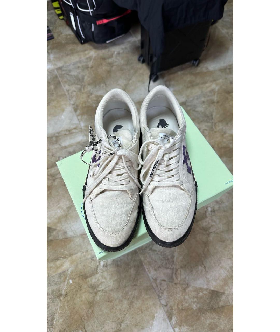OFF-WHITE Белые текстильные низкие кроссовки / кеды, фото 2