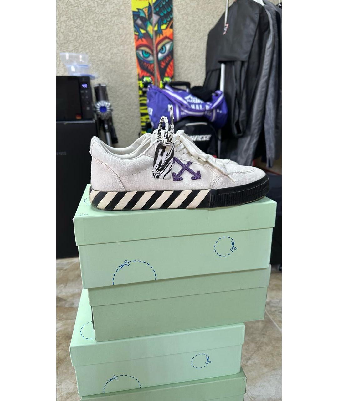 OFF-WHITE Белые текстильные низкие кроссовки / кеды, фото 9