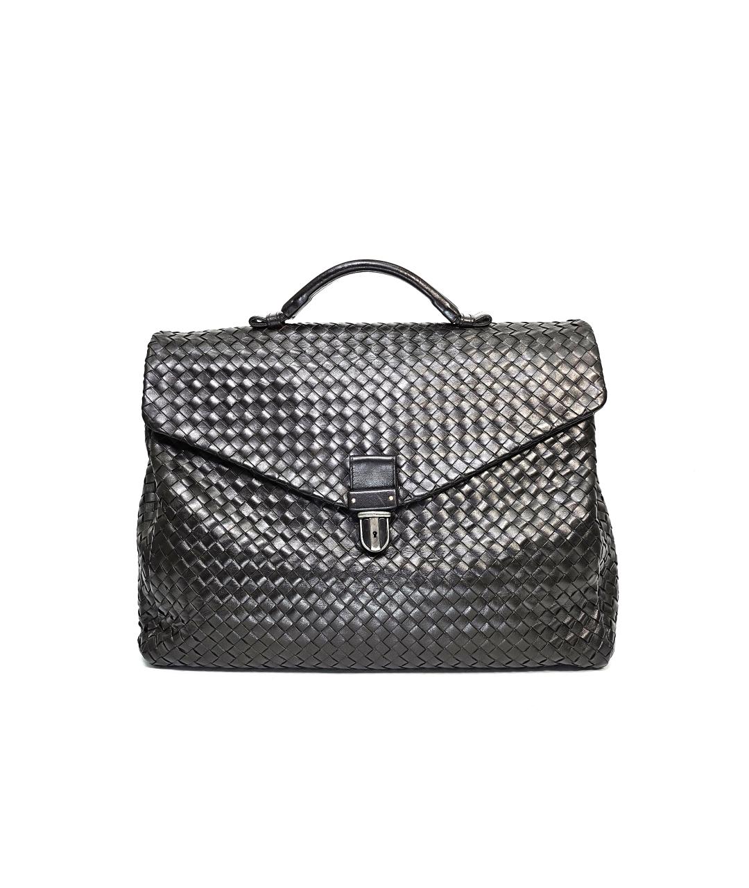 BOTTEGA VENETA Черный кожаный портфель, фото 10