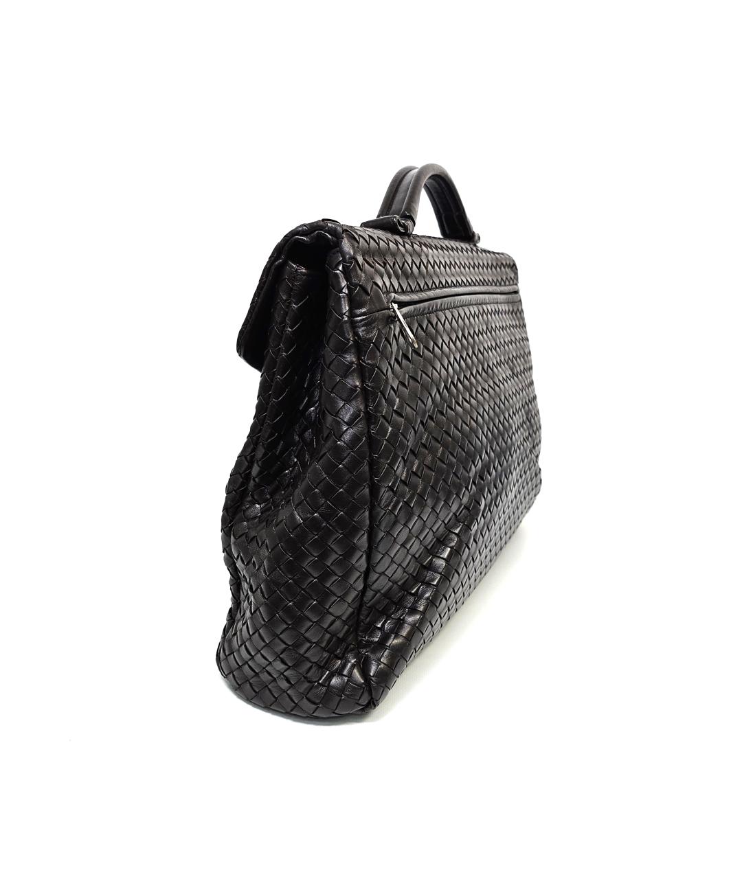 BOTTEGA VENETA Черный кожаный портфель, фото 4