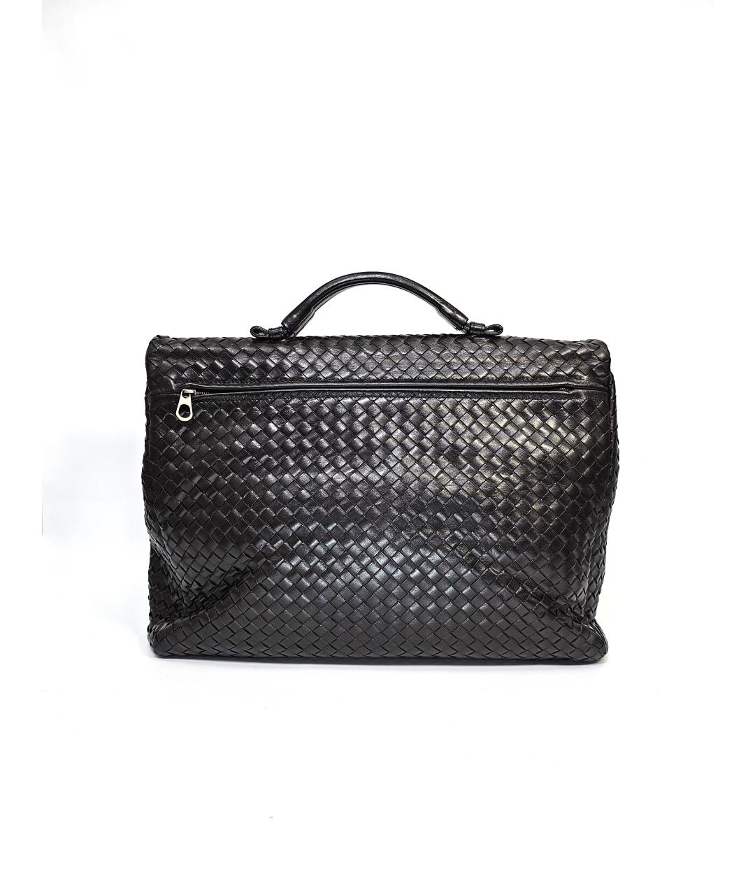 BOTTEGA VENETA Черный кожаный портфель, фото 2