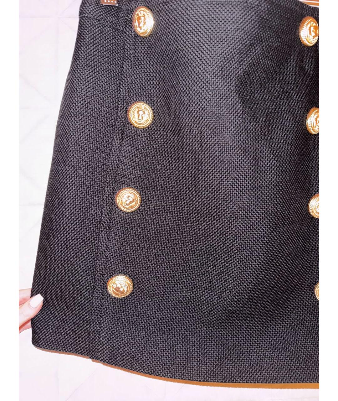 BALMAIN Черная хлопковая юбка, фото 3