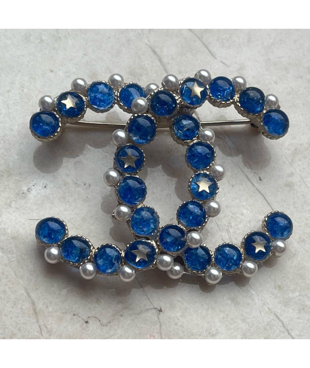 CHANEL Синяя металлическая булавка / брошь, фото 9