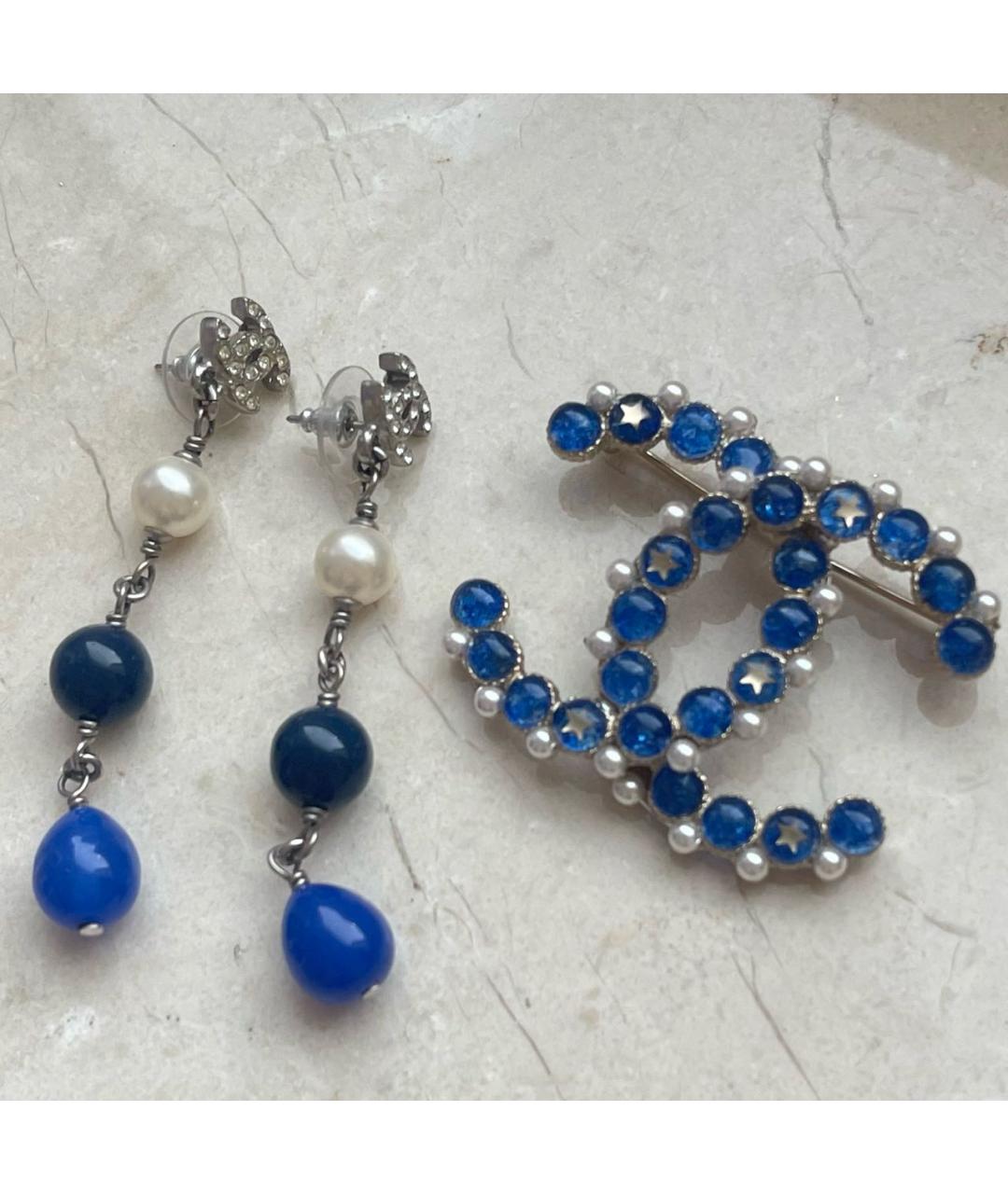 CHANEL Синяя металлическая булавка / брошь, фото 8