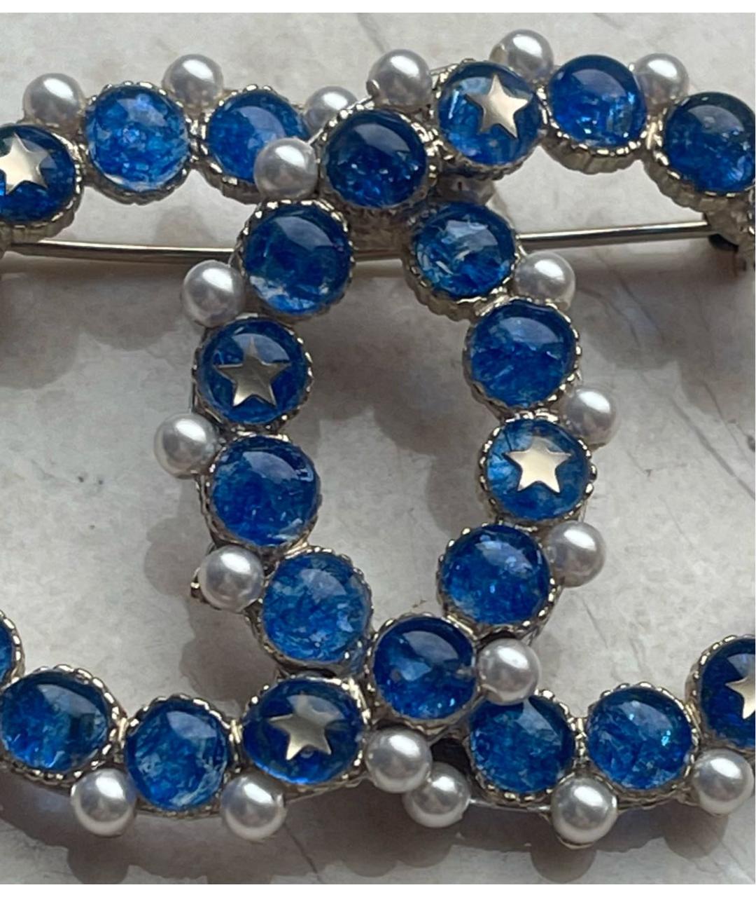 CHANEL Синяя металлическая булавка / брошь, фото 6
