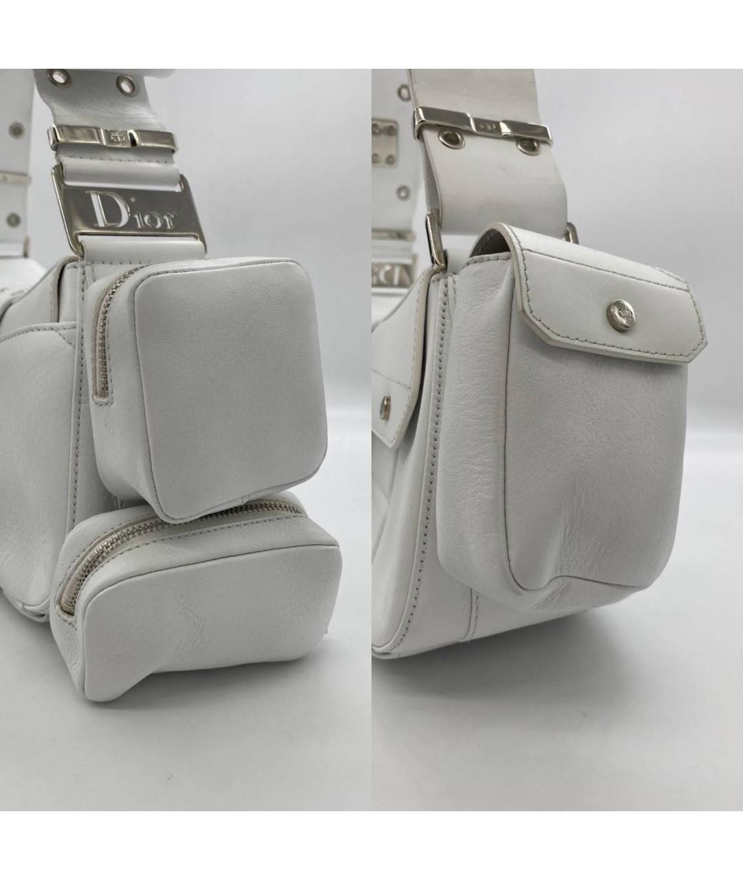 CHRISTIAN DIOR Белая кожаная сумка с короткими ручками, фото 4