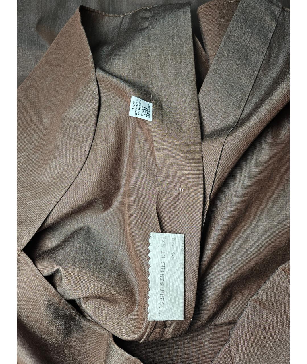 KITON Коричневая хлопковая классическая рубашка, фото 5