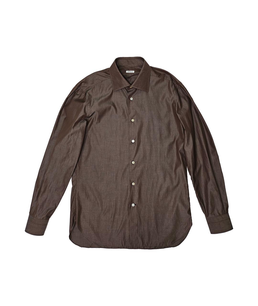 KITON Коричневая хлопковая классическая рубашка, фото 6