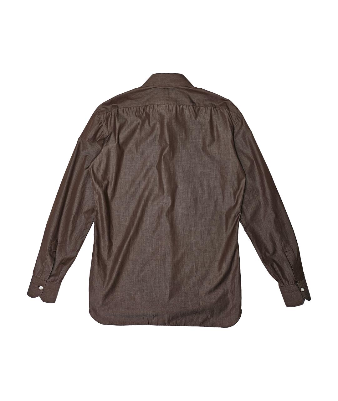 KITON Коричневая хлопковая классическая рубашка, фото 2