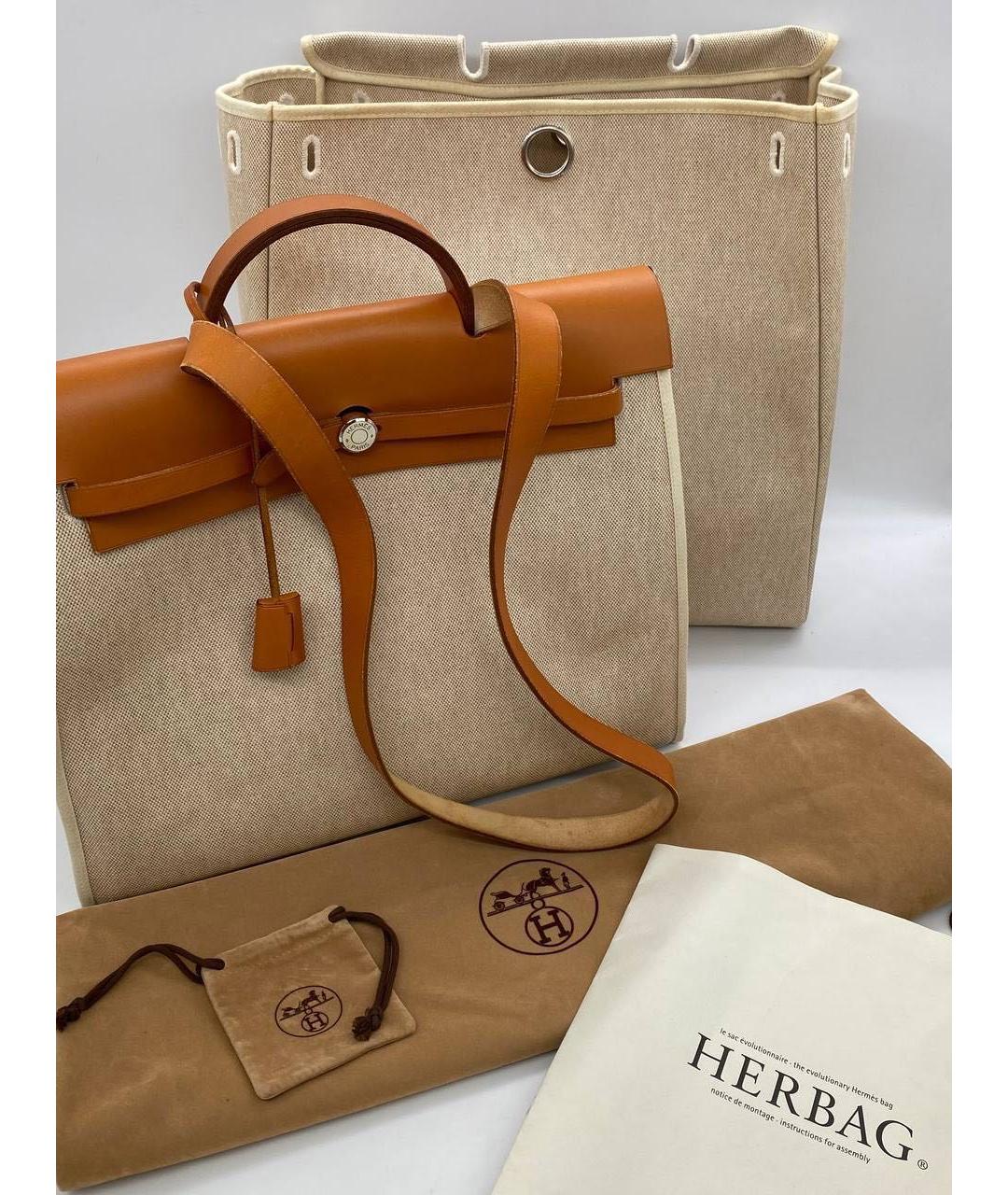HERMES Белая деним сумка тоут, фото 9