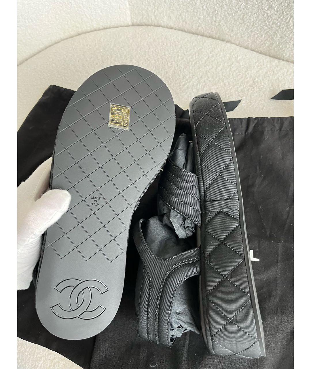 CHANEL Черные текстильные сандалии, фото 5