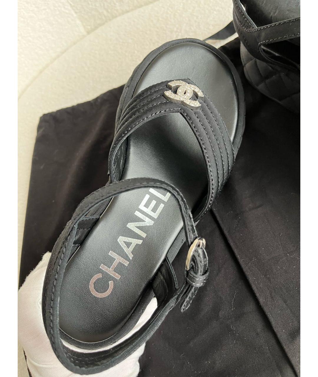 CHANEL Черные текстильные сандалии, фото 8