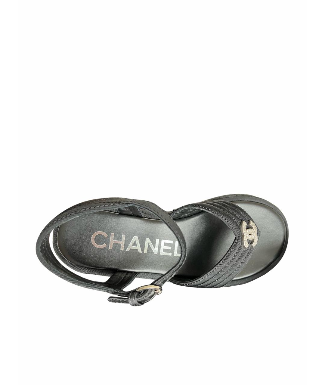 CHANEL Черные текстильные сандалии, фото 1