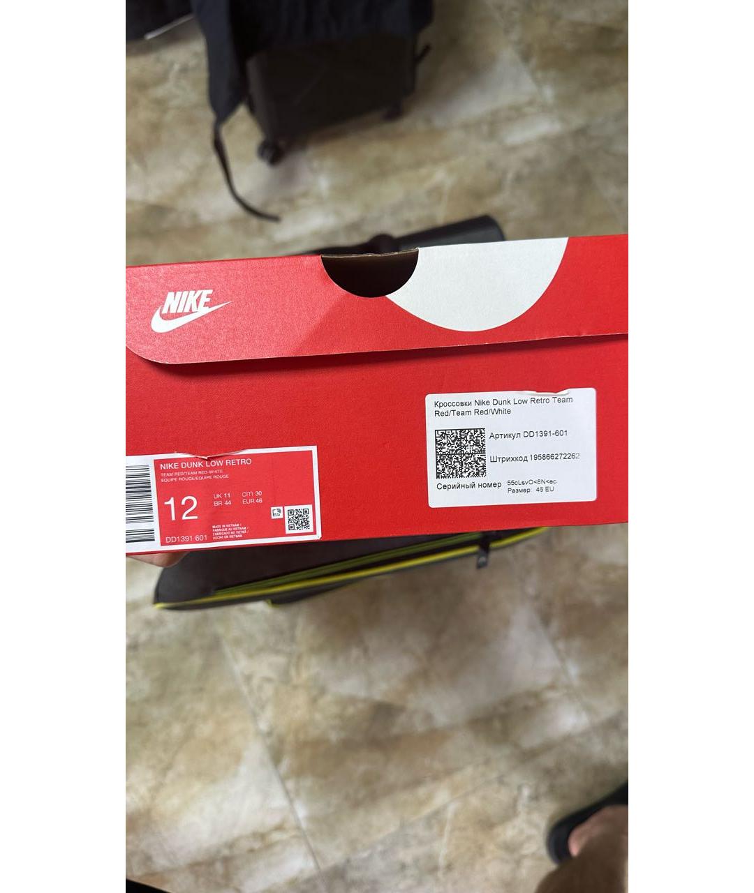 NIKE Бордовые кожаные низкие кроссовки / кеды, фото 6