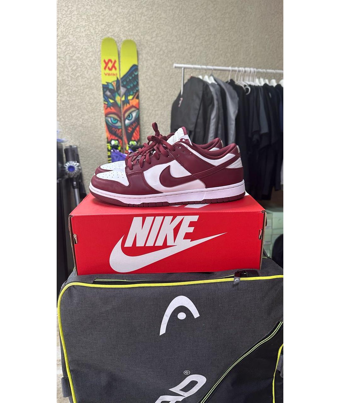 NIKE Бордовые кожаные низкие кроссовки / кеды, фото 5