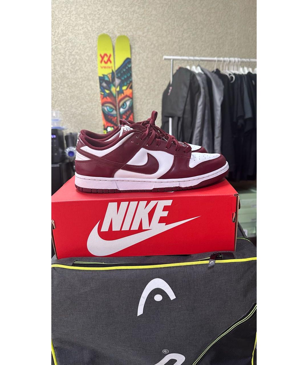 NIKE Бордовые кожаные низкие кроссовки / кеды, фото 7