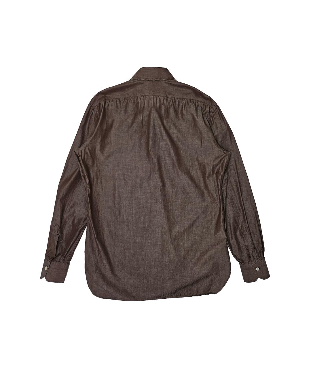 KITON Коричневая хлопковая классическая рубашка, фото 2