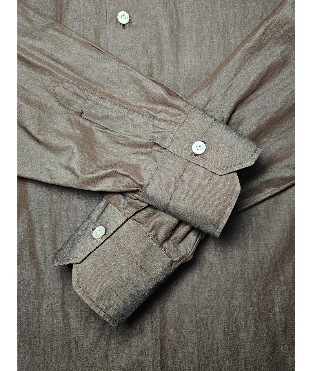 KITON Коричневая хлопковая классическая рубашка, фото 3