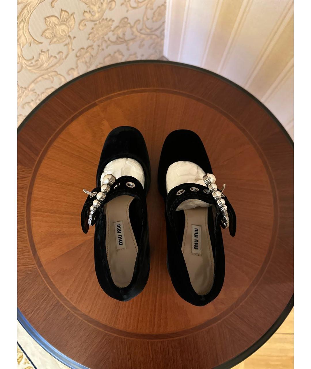 MIU MIU Черные бархатные туфли, фото 3