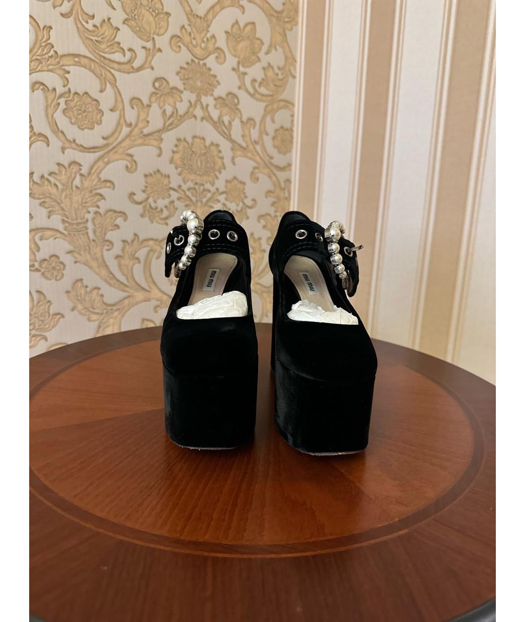 MIU MIU Черные бархатные туфли, фото 2