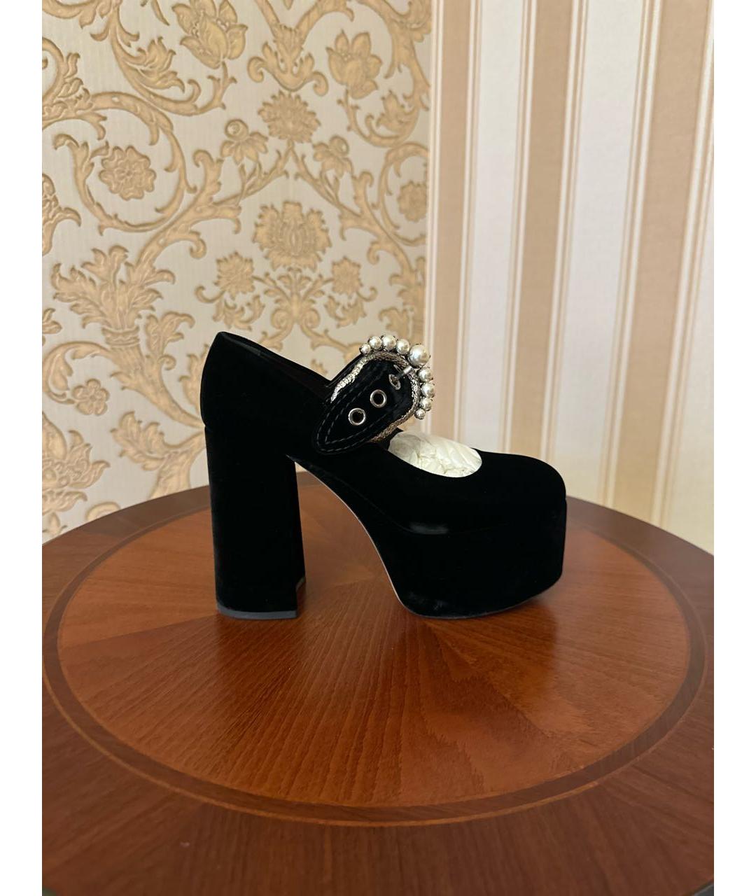 MIU MIU Черные бархатные туфли, фото 9