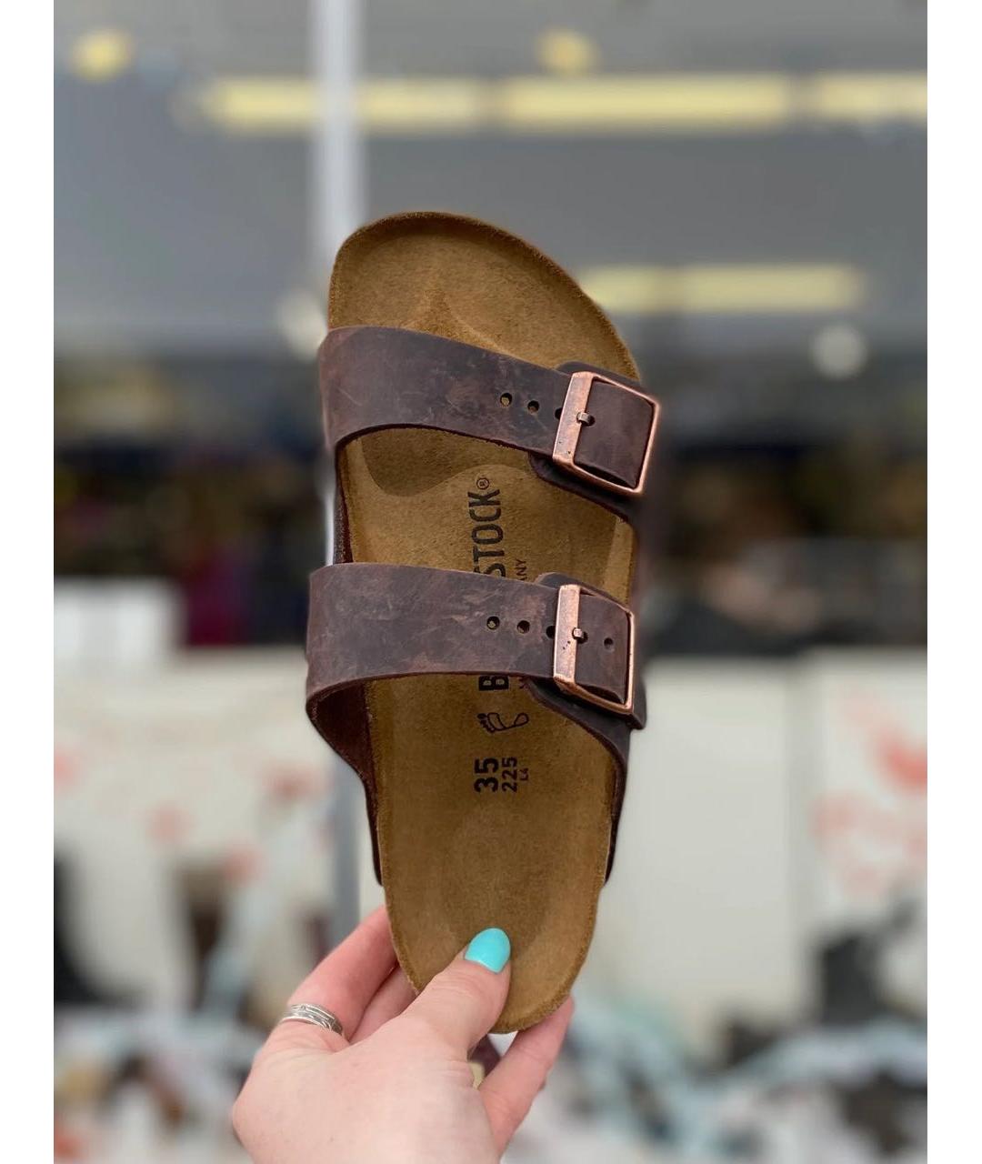 BIRKENSTOCK Коричневые кожаные шлепанцы, фото 6