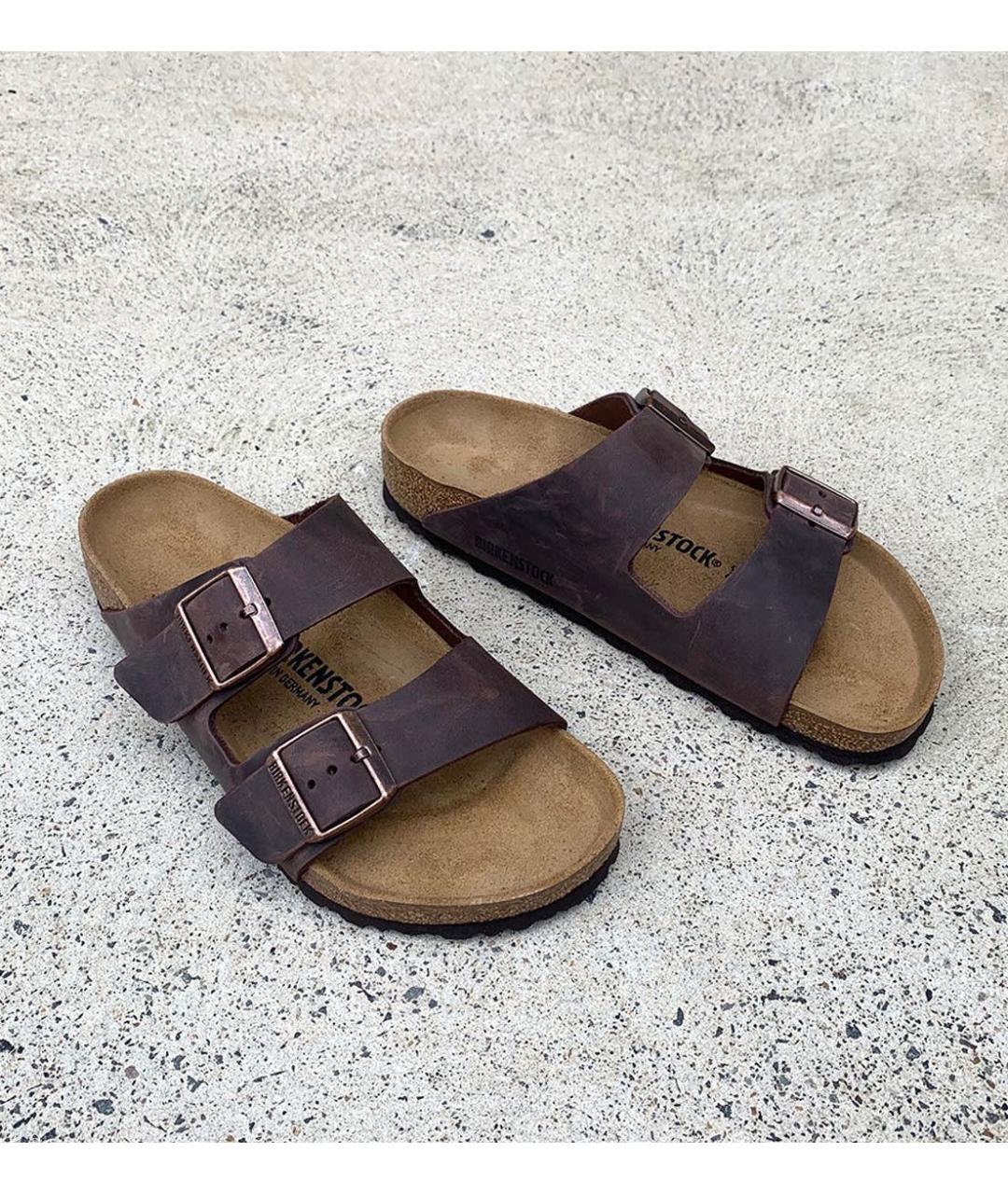 BIRKENSTOCK Коричневые кожаные шлепанцы, фото 8