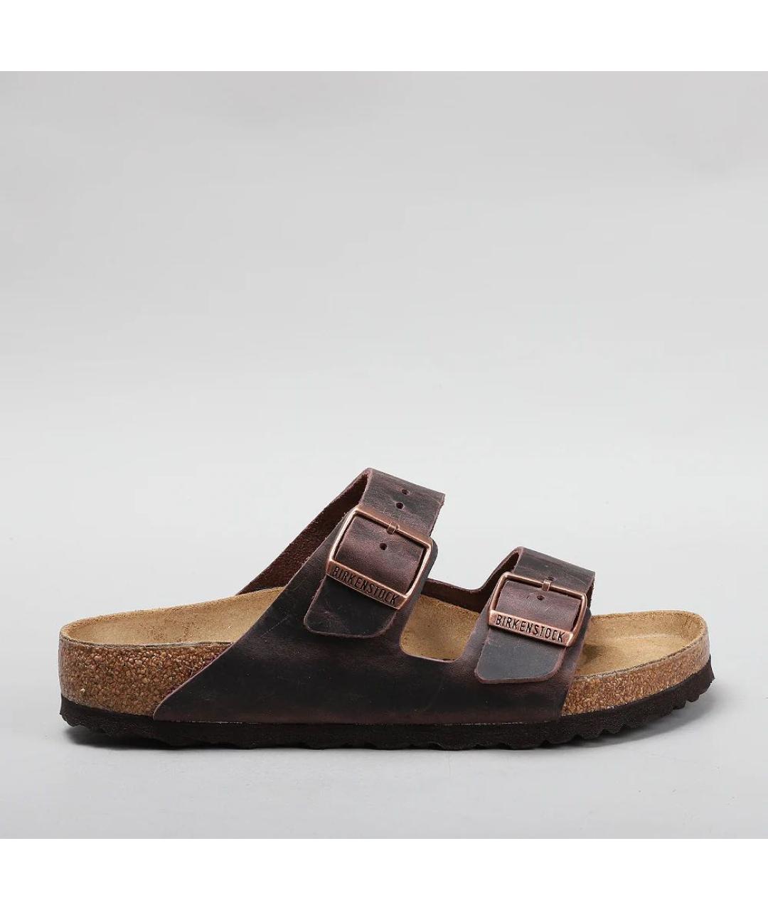 BIRKENSTOCK Коричневые кожаные шлепанцы, фото 9