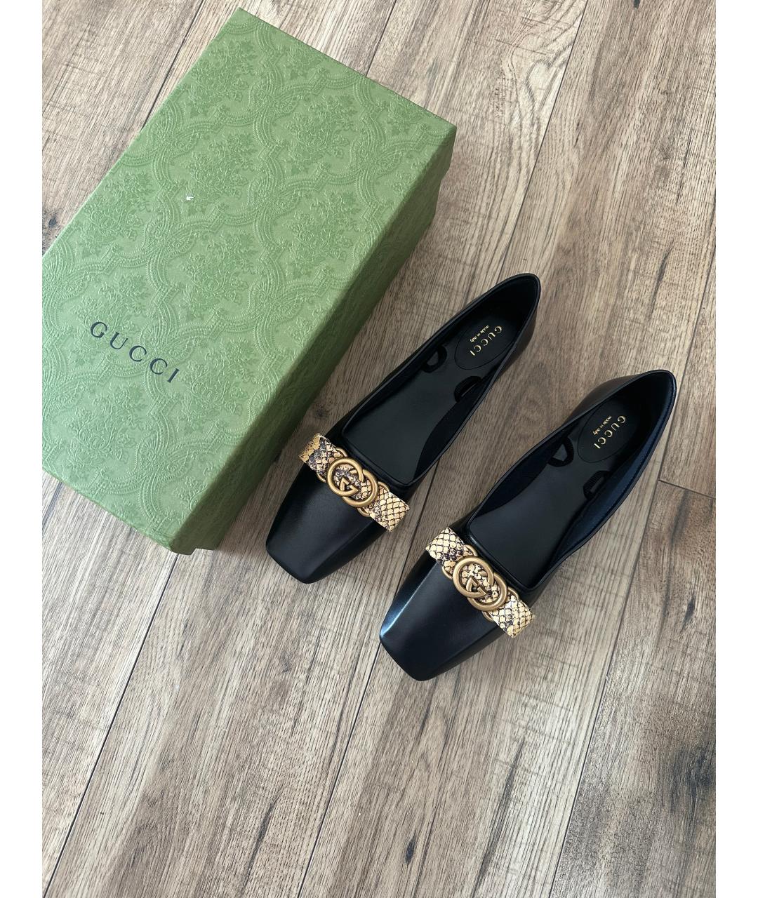 GUCCI Черные кожаные балетки, фото 3