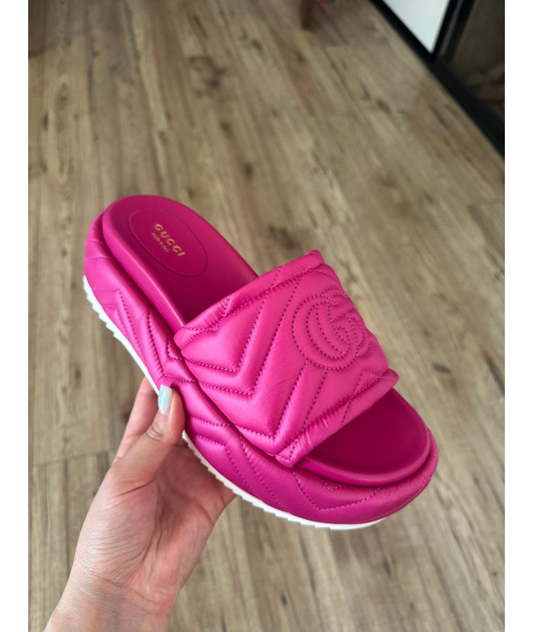 GUCCI Фуксия шлепанцы, фото 6