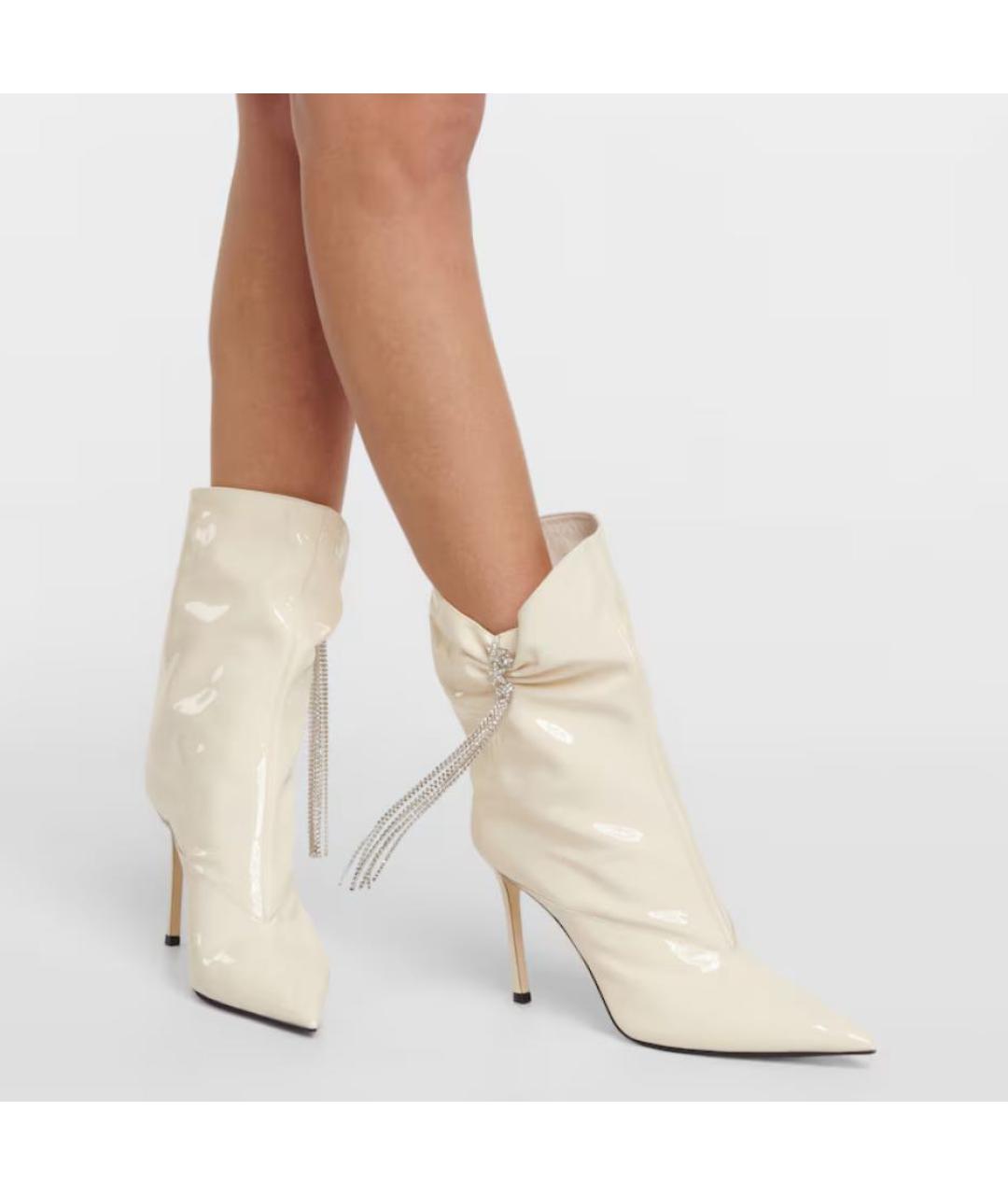 JIMMY CHOO Бежевые ботильоны из лакированной кожи, фото 5