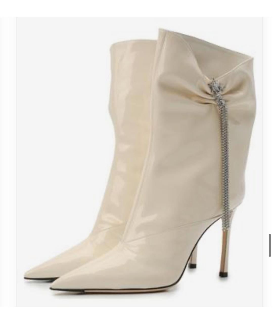 JIMMY CHOO Бежевые ботильоны из лакированной кожи, фото 2